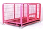 Pink Color Metal Wire Mesh Collapsible Dog Crate Kennel Cage Can Customized