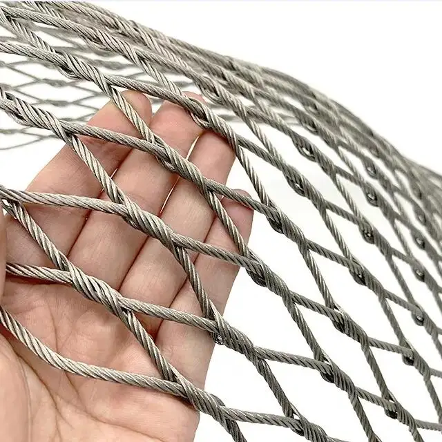 คุณภาพสูง สระว่ายน้ํา เรือนรั้วเหล็ก Mesh ยืดหยุ่น สแตนเลส สายใย สวนสัตว์ Mesh Fenc USA Fencing Mesh 1
