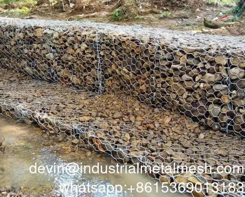 สะพายไฟฟ้าเกาบิออน ทนทาน Hot Dip Galvanized welded Mesh กระเป๋าสตางค์สําหรับการป้องกันลําธาร