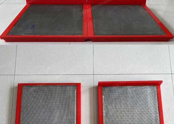 สายผงเรียบรูปร่างรูหกเหลี่ยม 610 * 610 PU โพลียูเรธาน 80-95 Shore A Wedge Wire Mesh