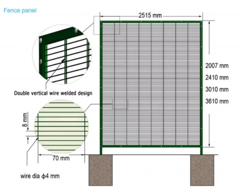 ภาระหนัก ราคาถูก พลาสติกโลหะ สวนคุก สถานีรถไฟ ความปลอดภัยสูง 358 แอนติแคลมป์ สายไหม Mesh รั้ว สําหรับขาย