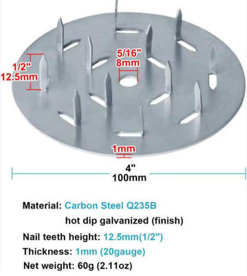 4" Diameter Anti Split Gang Nail Plate Galvanized Steel Truss Plate 1 Mm Thickness Truss Nail Plate