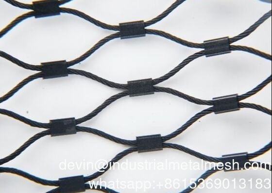 ตาข่ายเชือกลวดสแตนเลสสตีลแบบเฟอร์รูลไดมอนด์สำหรับราวบันได