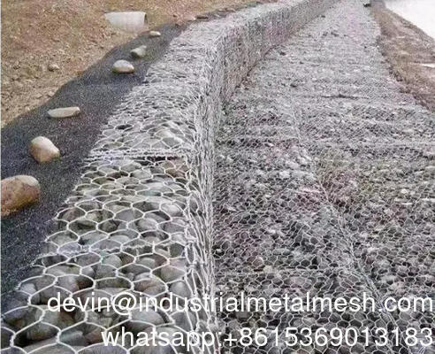 รองรับผนัง Gabion สาย Mesh รั้วหินกรงกล่องกระเป๋า