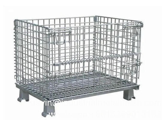 สินค้าที่กําหนดเอง สายเหล็กผสมผสาน พับได้ สต็อปได้ โกดังโลหะ สาย Mesh หนักภาระ Pallet Cage ด้วยฝา