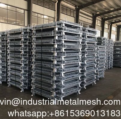 ตะกร้าคอนเทนเนอร์เหล็กซ้อนได้สำหรับการใช้งานหนักและการจัดระเบียบ