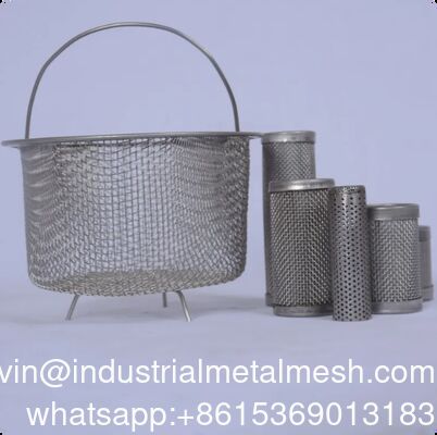 ตะกร้ากรองลวดสแตนเลส 304 316 316L แบบถอดได้สำหรับกรองของเหลว